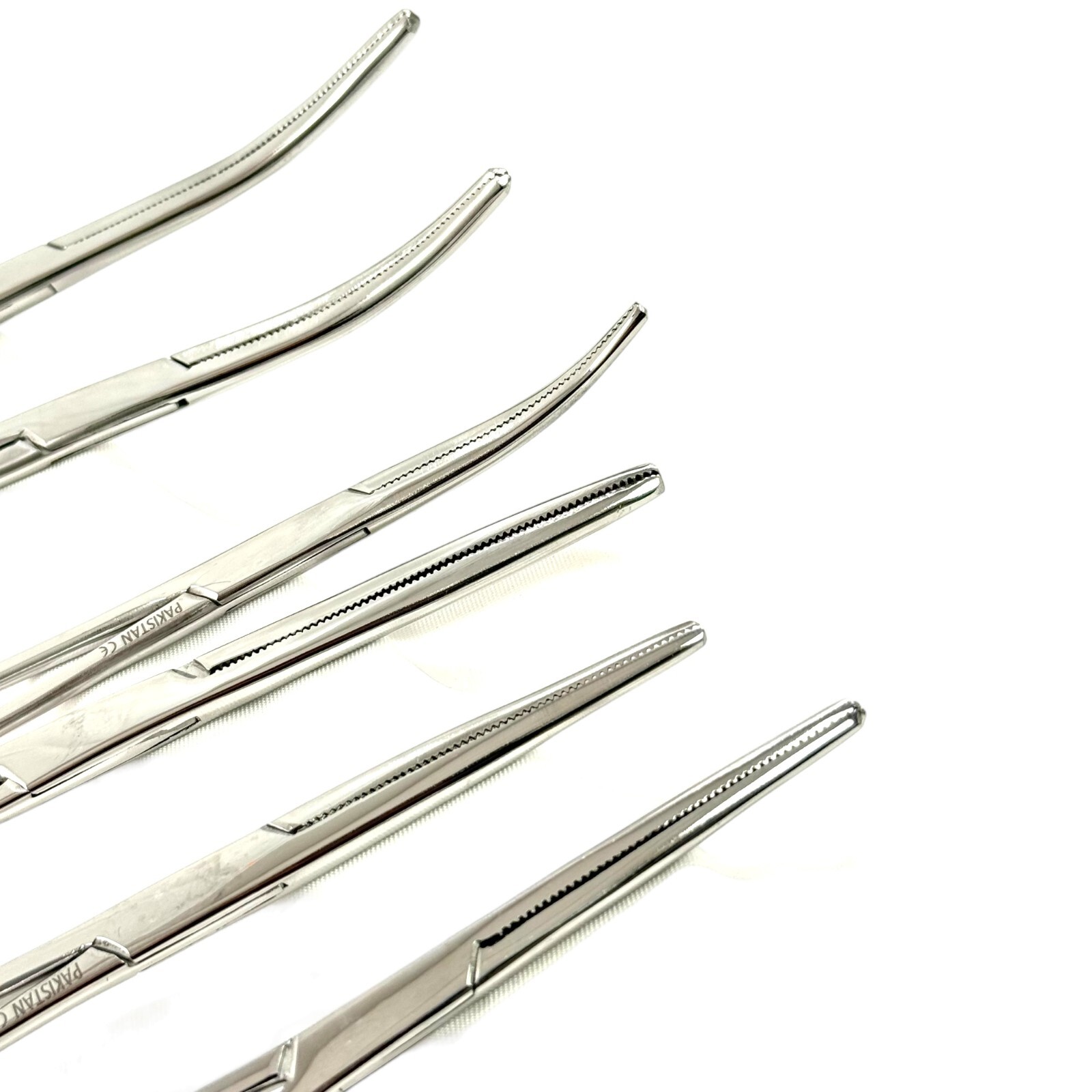6 Count - Straight and Curved Hemostat Forceps 6.25" + 7.25" + 8" Ratcheting