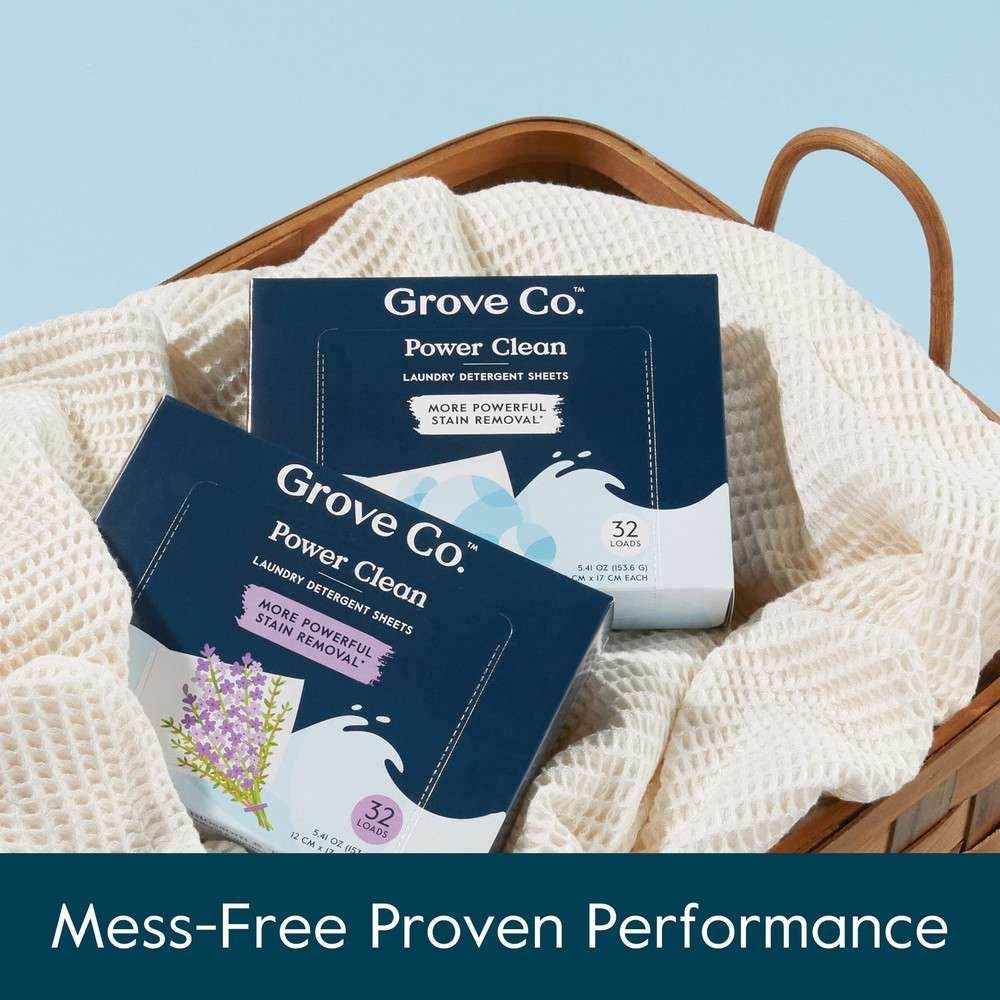 Grove Co. Laundry Detergent Sheets, Power Clean Dissolving Washer Sheets (2 P...