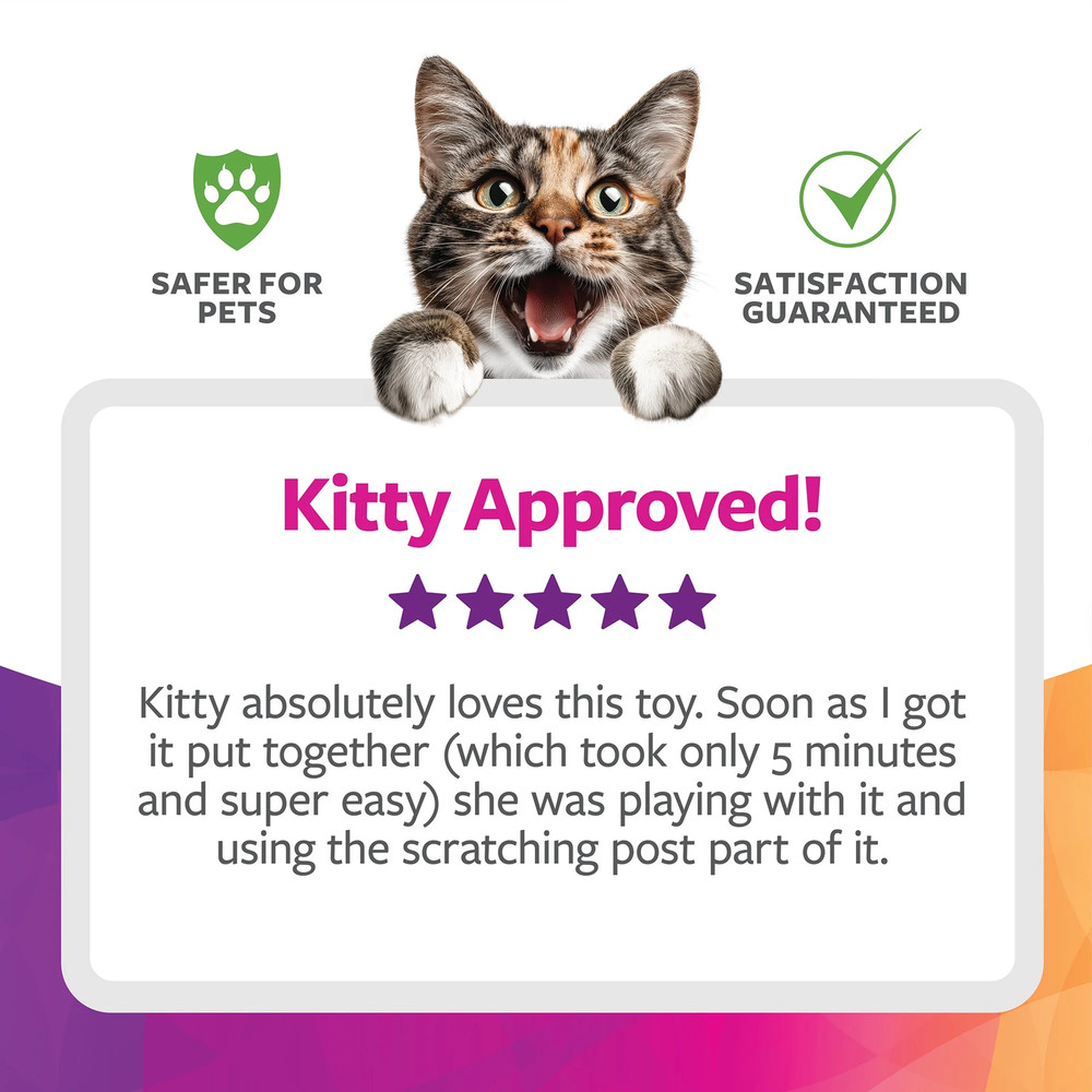 Scratch 'N Spin Cat Toy, Carpet Scratching Post, Interactive Spinning Wand, Mult