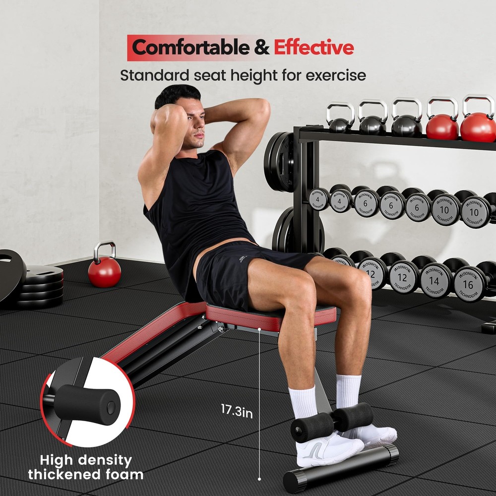 Basic Home Gym Weight Bench 8-Position Backrest 660LBS Capacity Foldable