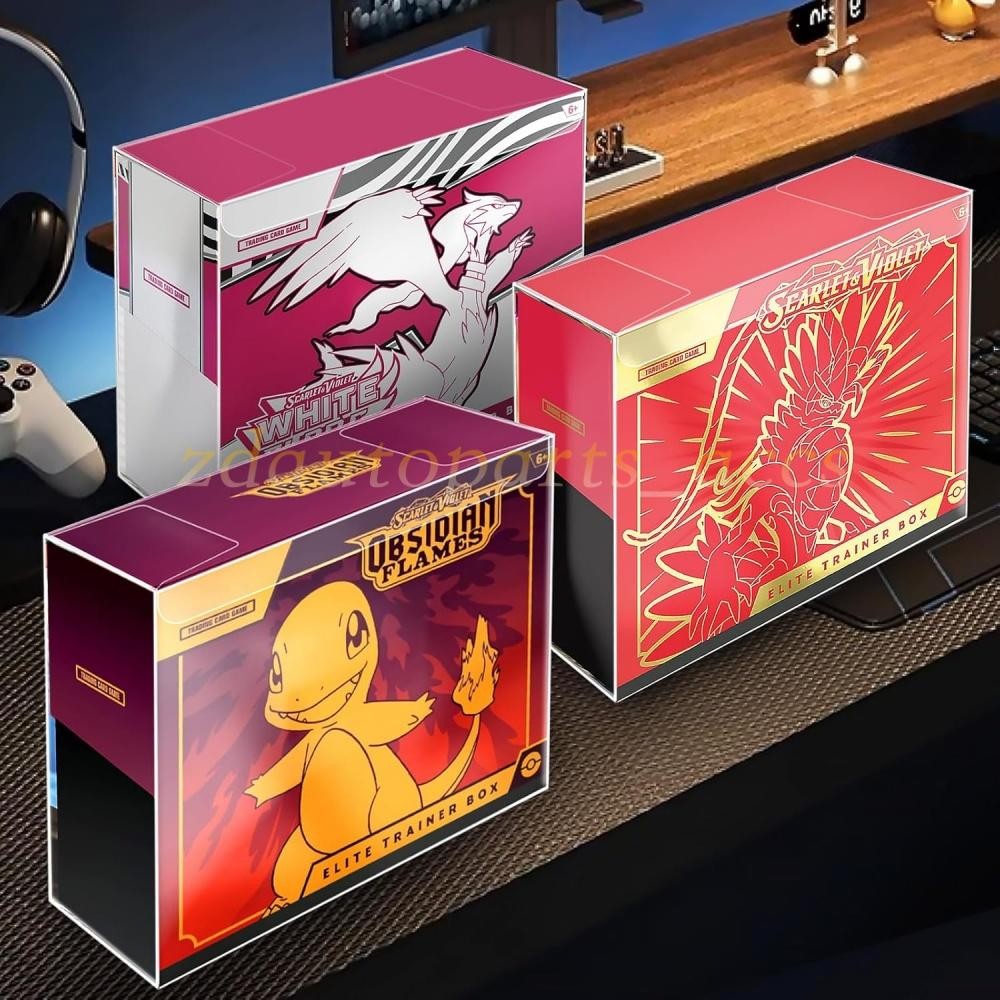 【5 Pcs UV-Blocking】 PKMN ETB Protector Case, ETB Box Plastic Display Case