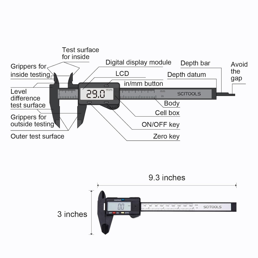 Digital Caliper 0-6" Measuring Tool, Micrometer Caliper with Auto-Off Feature...