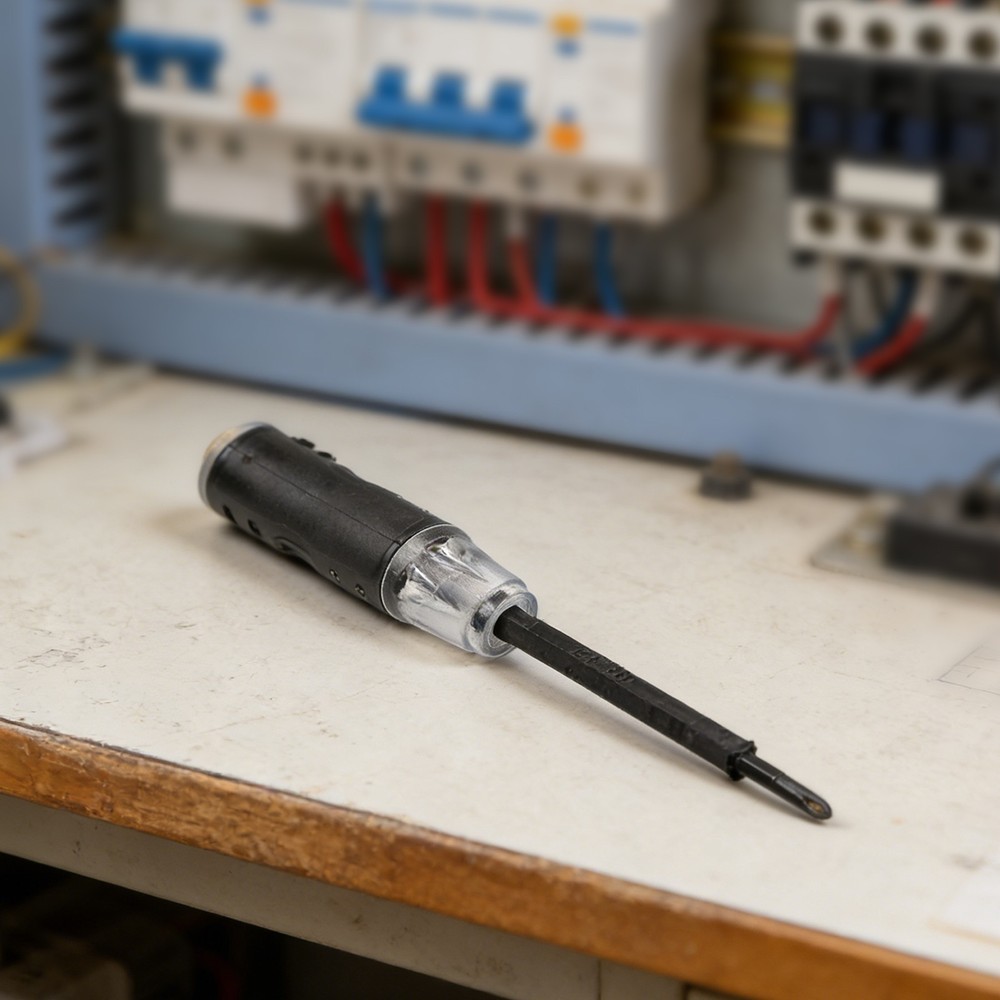 Multifunctional test pen for electricians with screwdriver functionality