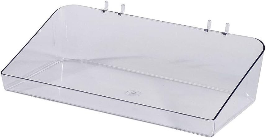 Lot of 10 Slatwall Trays Acrylic Clear 6 ½” x 12 x 3” Plastic Pegboard Display