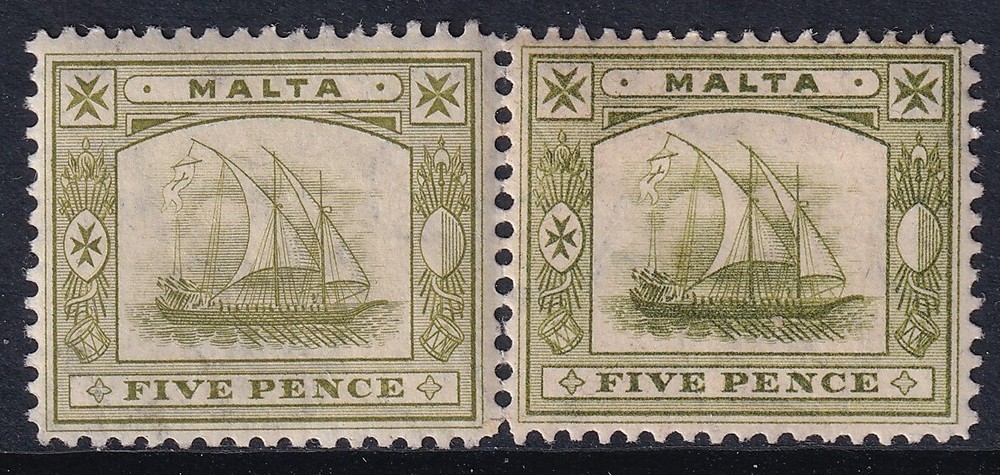 Malta 1904 5d - both shades - mounted mint