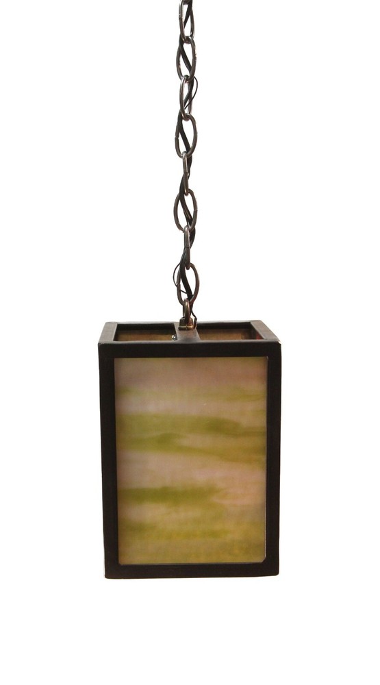 Modern Iron Lantern Pendant Light with Stained Glass