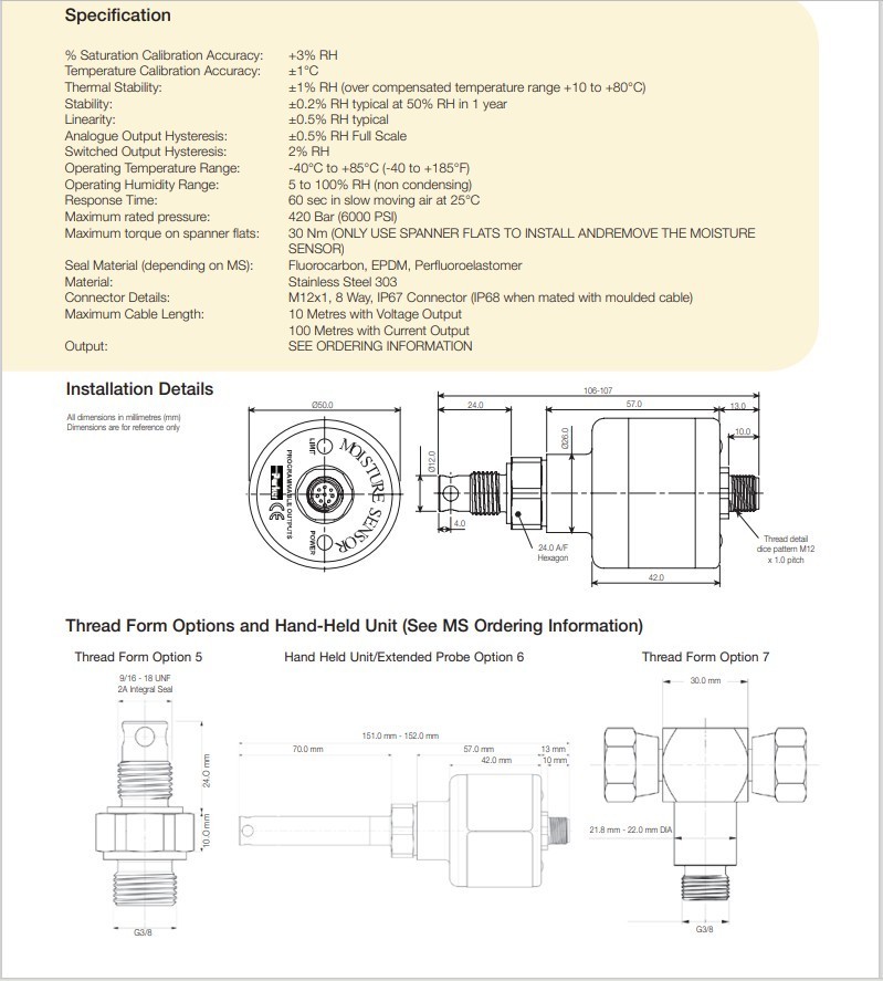 MS2204410 PARKER MS200 MOISTURE SENSOR