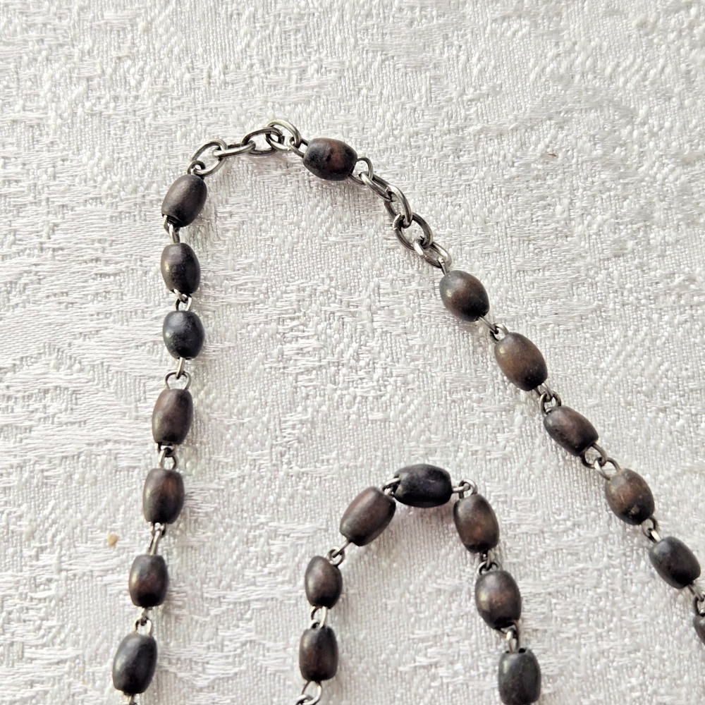 Vintage Catholic Rosary Beads - Black - France