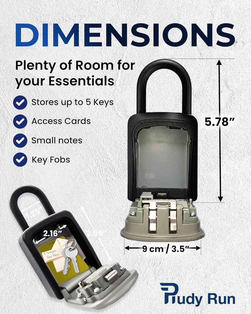 Outdoor Key Storage Lockbox - Personalizable 4-Digit Combination Security