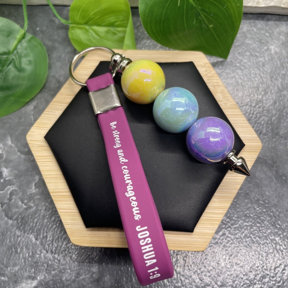 4.5” Silicone Be Strong Scripture Keychain Purse Backpack New Free Ship B903