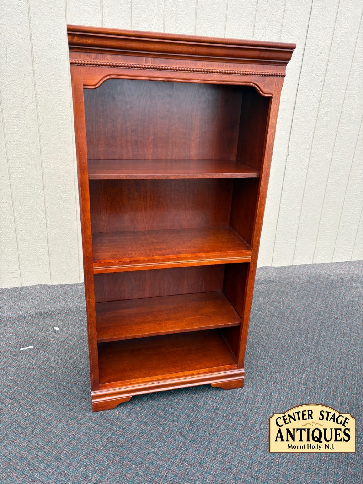 67505 Traditional Cherry Wood Bookcase with Beaded Trim Detail