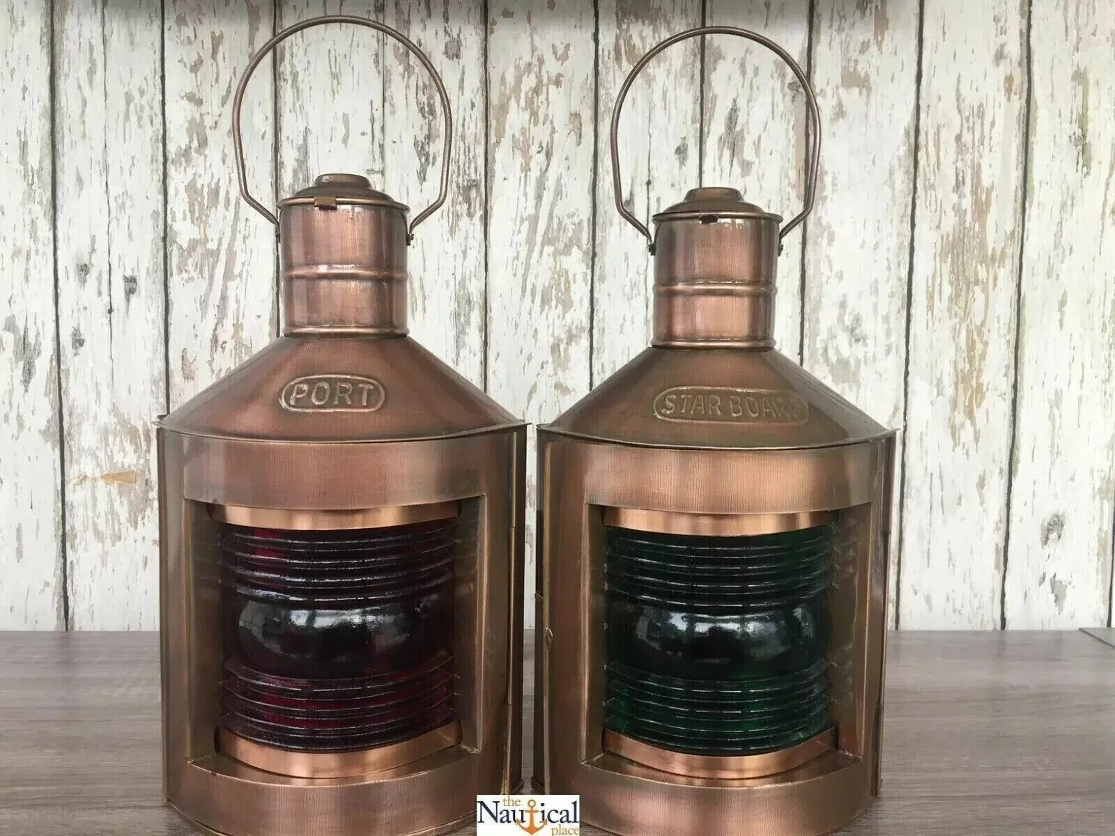 Port & Starboard Lanterns, Nautical Oil Lamps, Antique Brass Finish, Ship Lights