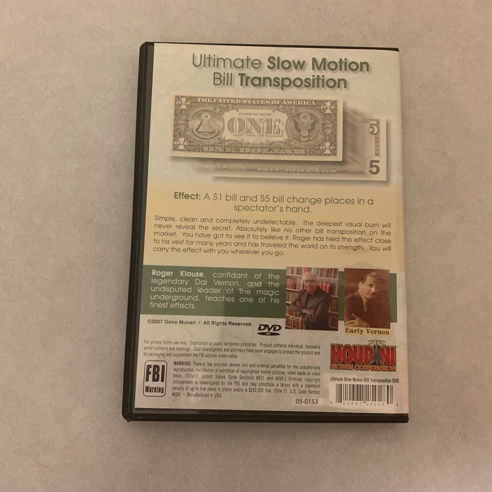 Magic Trick - DVD - Ultimate Slow Motion Bill Transposition - Roger Klause