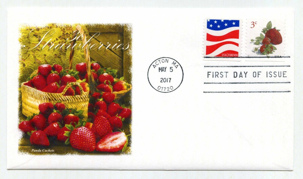 5201 3c Strawberries, coil, Panda Cachets, FDC