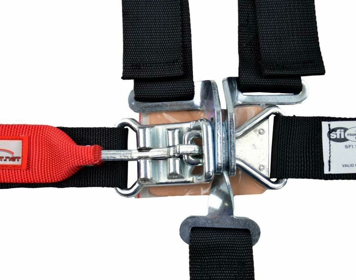 RACERDIRECT UNIVERSAL JR DRAG 5PT 2"RACING HARNES LATCH FLOOR MOUNT SFI 16.1 BLK