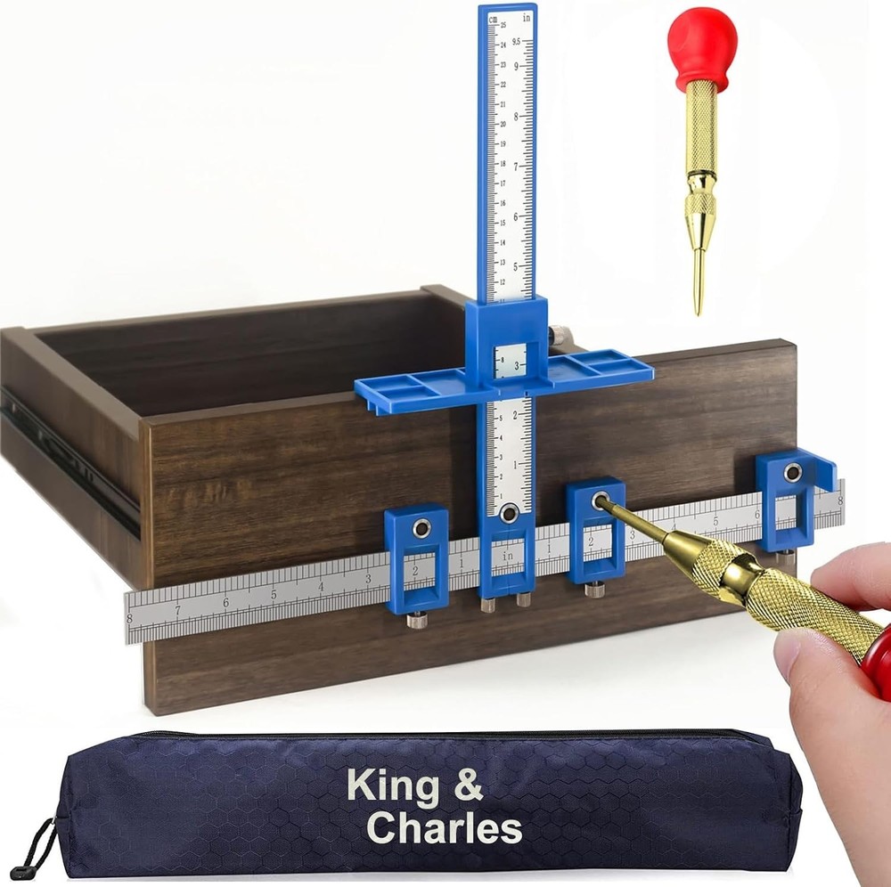 Easy-Use Cabinet Hardware Jig with Automatic Center Punch for Precise Drilling