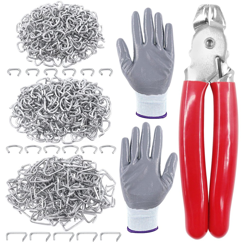 Glarks 902Pcs Hog Ring Pliers with Rings Set, Red
