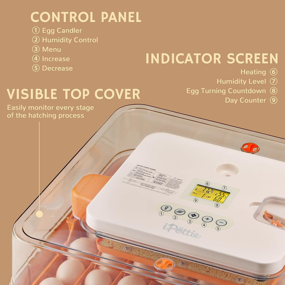 Nestasy Prohatch56 Automatic Egg Incubator with Temp Control & 56 Egg Capacity