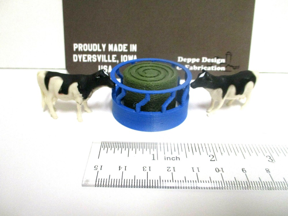 Single Blue Bale Ring With Holstein Cows By Deppe Design  1/64th Scale