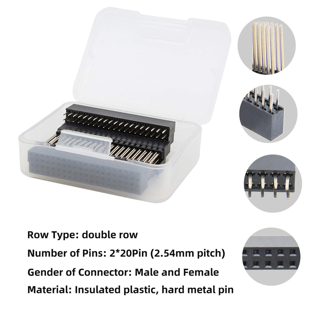 2x20 40 Pin Stacking Female Header Kit for Raspberry Pi - 5 Specifications 10Pcs