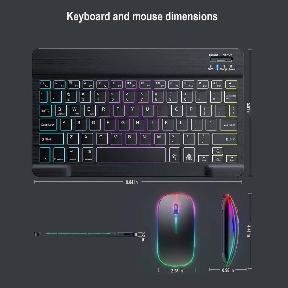 Bluetooth Keyboard and Mouse Combo for iPad - Rechargeable Wireless Keyboard