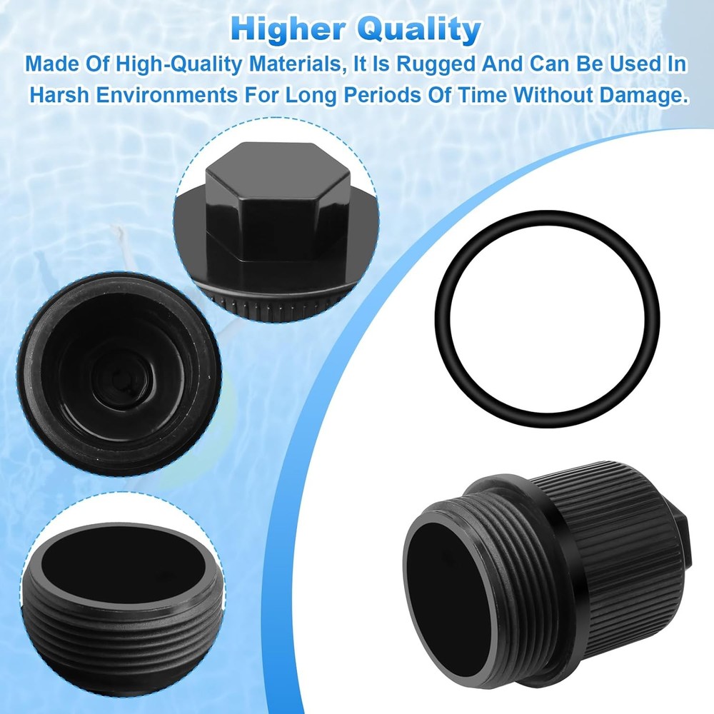 Filter Drain Plug 190030 Cap Assembly Replacement (2 Pack) Black