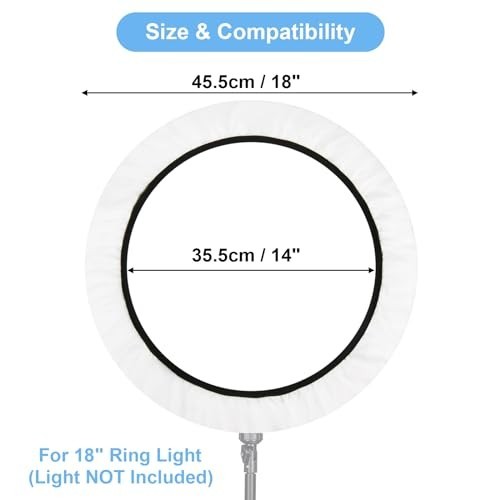 2 Pcs Soft White Light Diffuser Cloth for 16"-18" Ring Light - Photography Studi