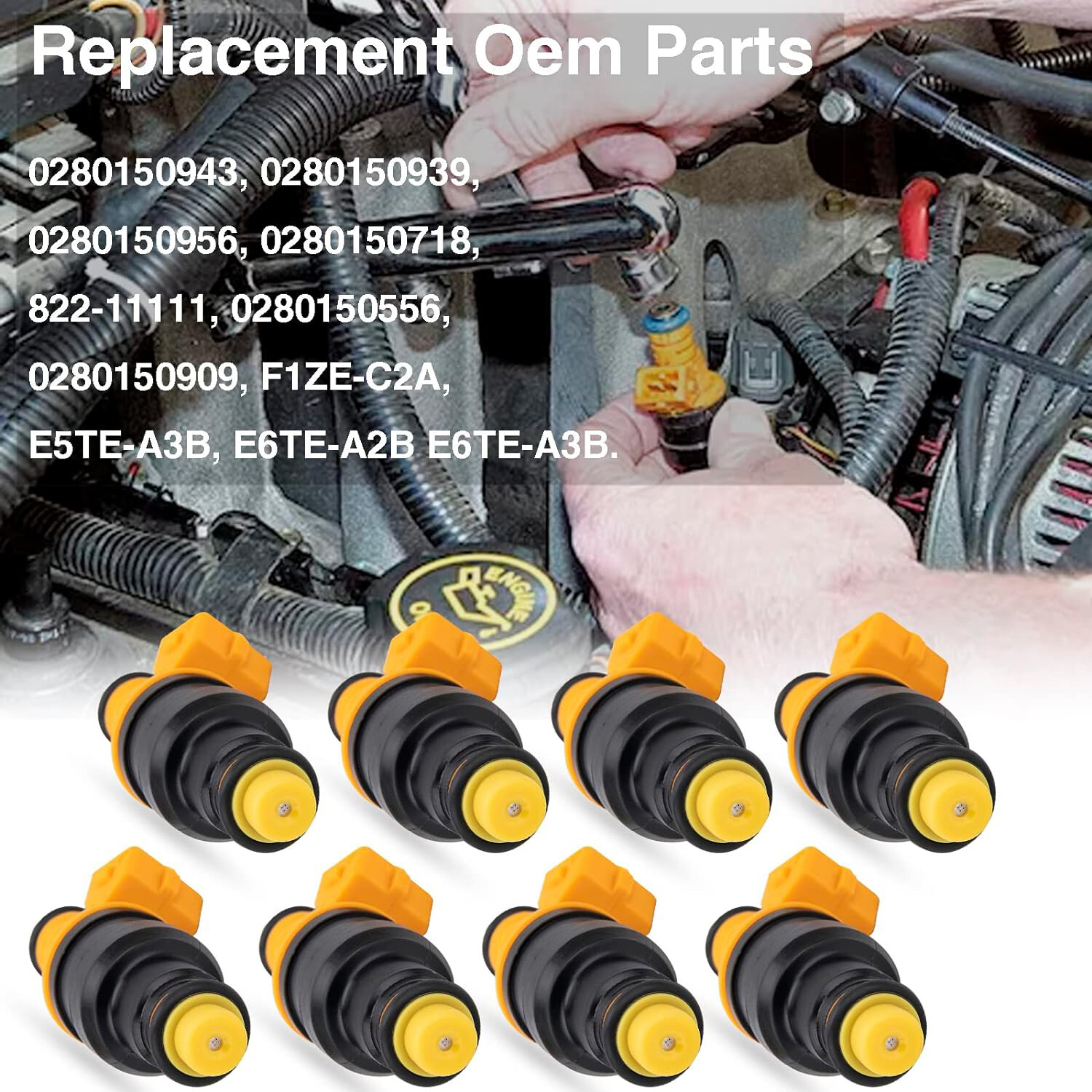 8pcs Flow Matched Bosch Fuel Injectors 0280150943 for Ford 4.6 5.0 5.4 5.8L