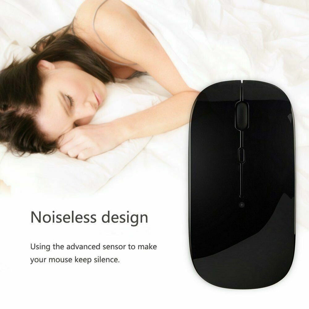 2.4G Ultra-Thin Wireless Mouse Scroll USB Optical Mice For Computer Laptop PC BK