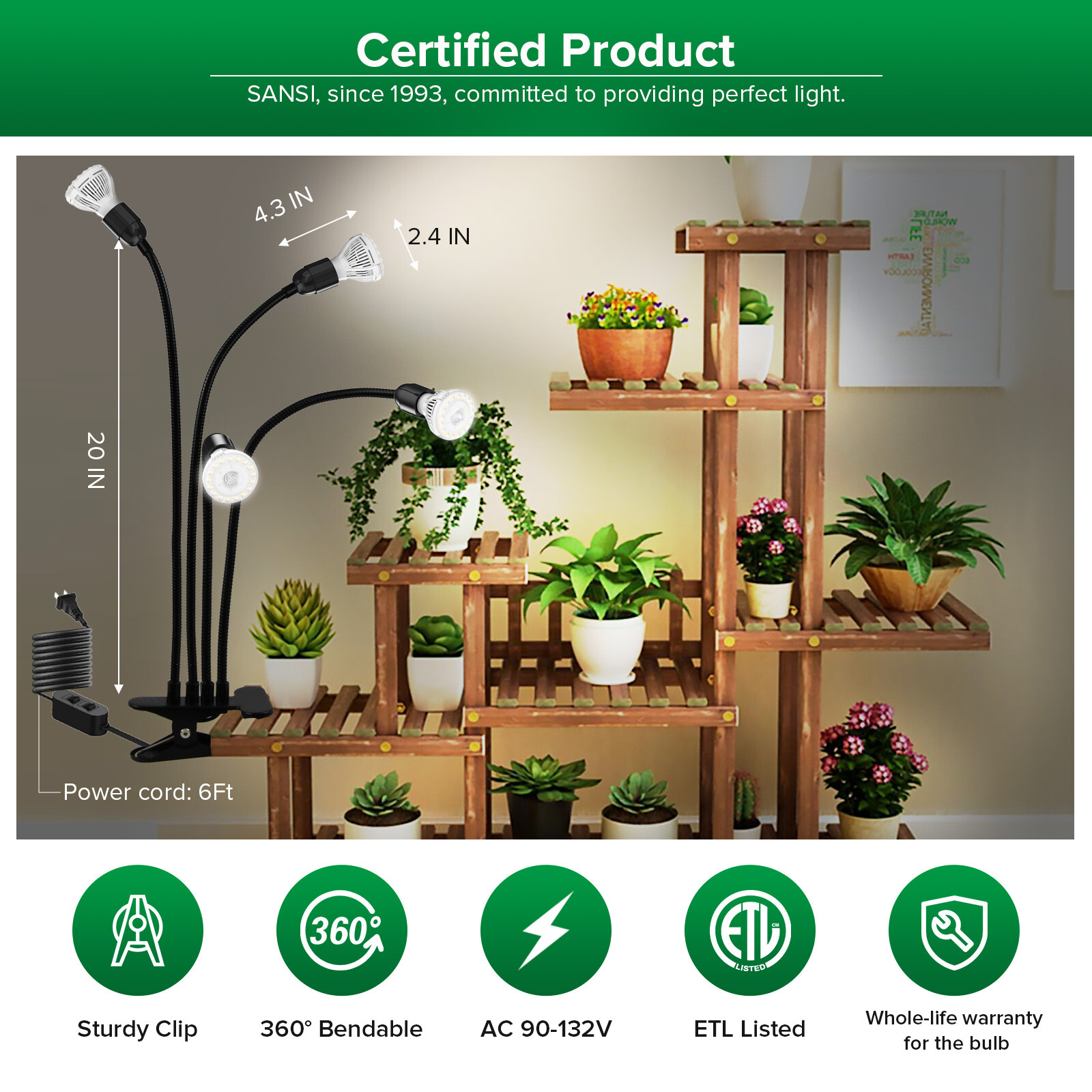 10W/20W/30W/40W LED Grow Light Full Spectrum Indoor Plants Growing Lamp SANSI