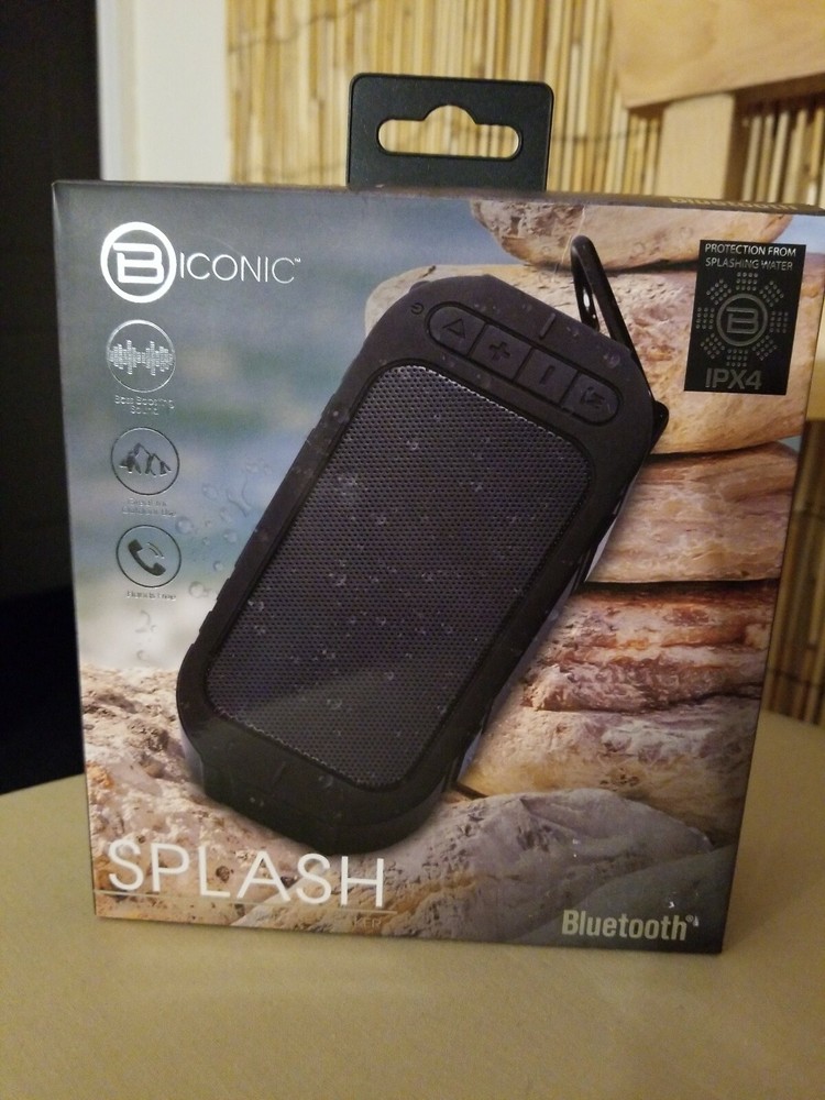 Biconic Bluetooth Water Resistant, hands free Portable Wireless Speaker Black