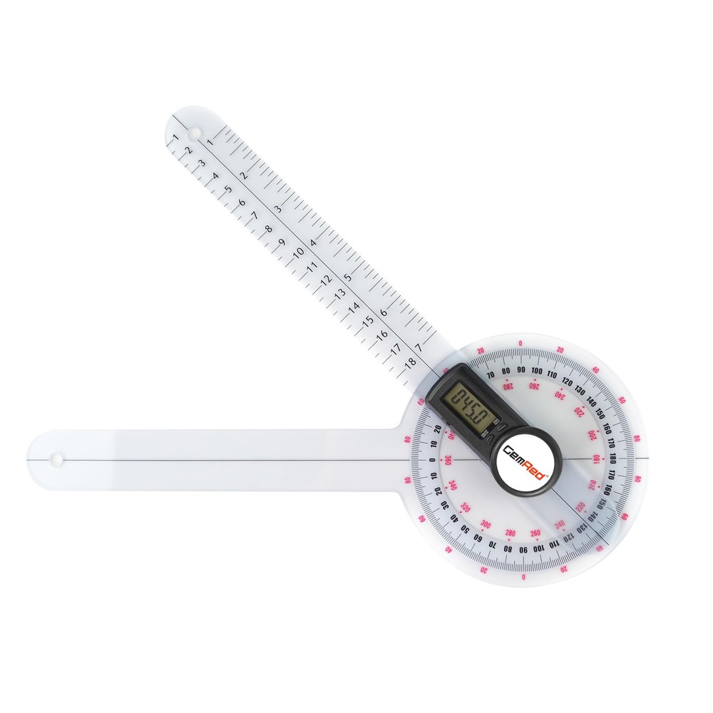 GemRed 12" Digital Goniometer 360 Degree Physical Therapy Plastic Protractor ...