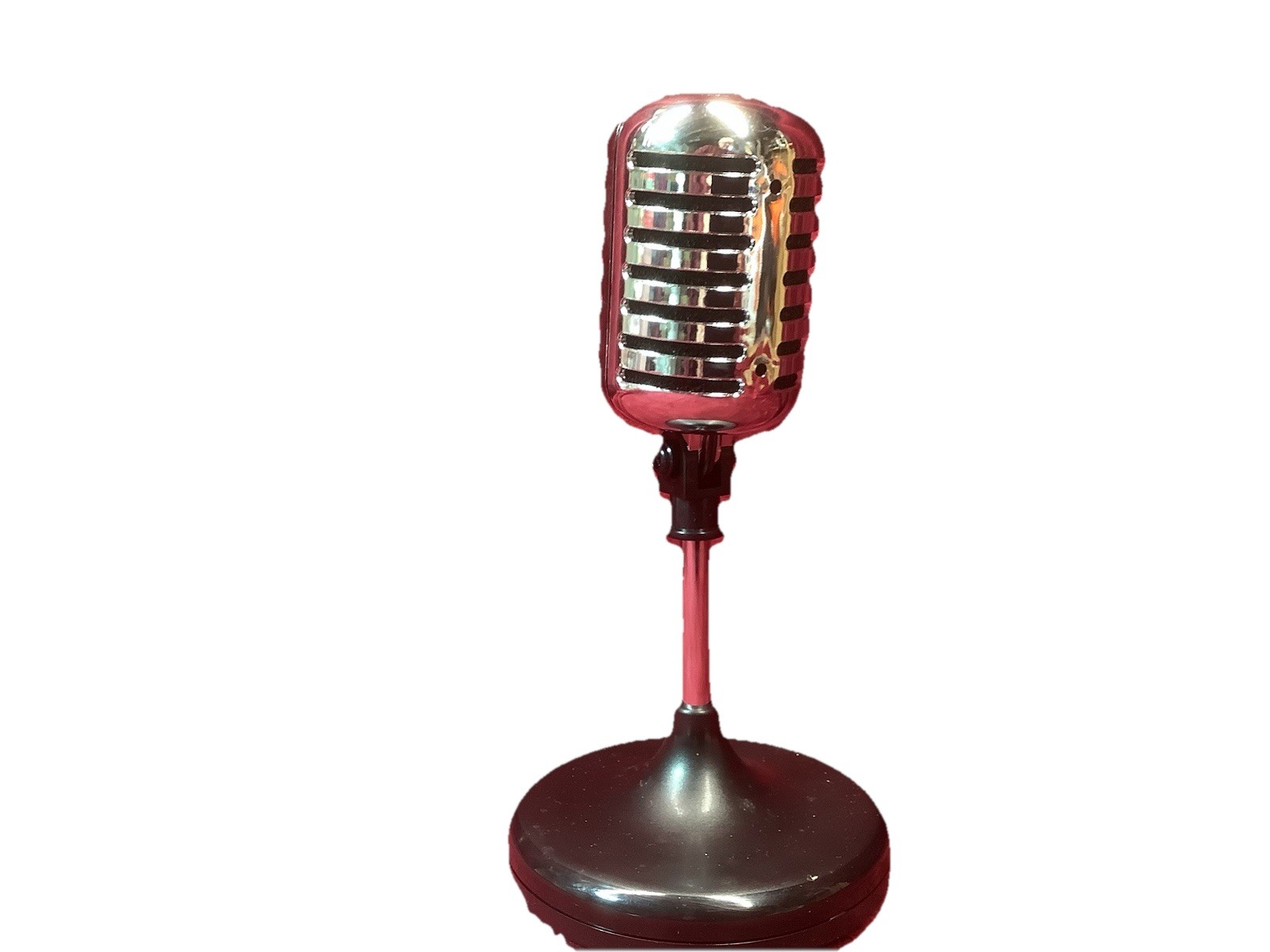 Vintage Chrome Deco Mike Microphone Am Fm Radio OTA-80 In Box Works Good