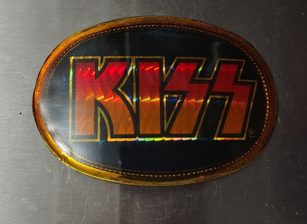 Kiss Pacifica Prism Belt Buckle Blue/Green Background Rare