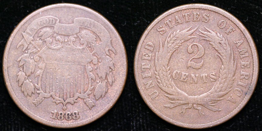 1868  Two Cent Piece