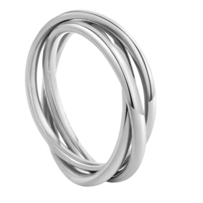 new Mint & Lily silver size 5 Dainty rolling interlocking fidget ring A3 2976