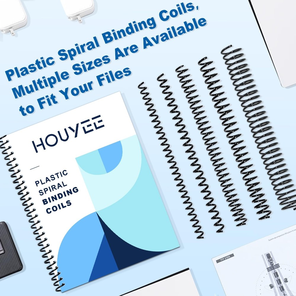 100 Pack Plastic Spiral Binding Coils 10mm3/8" 75 Sheet Black 41