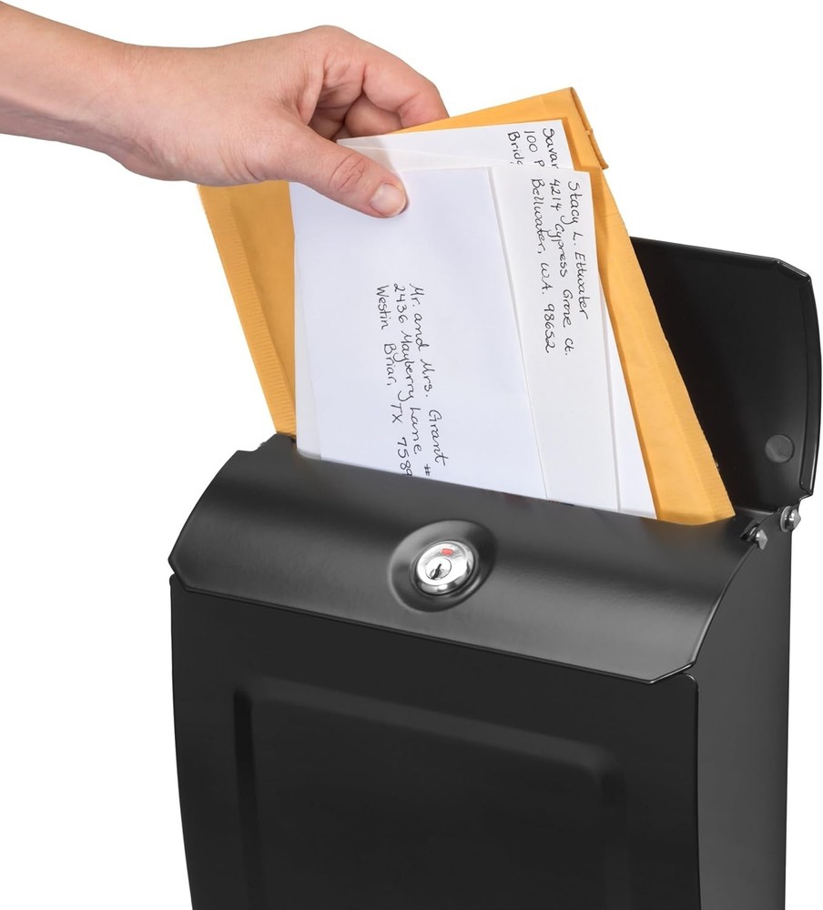 Modern Black Wall-Mounted Mailbox with Lock: Secure Your Mail Elegantly