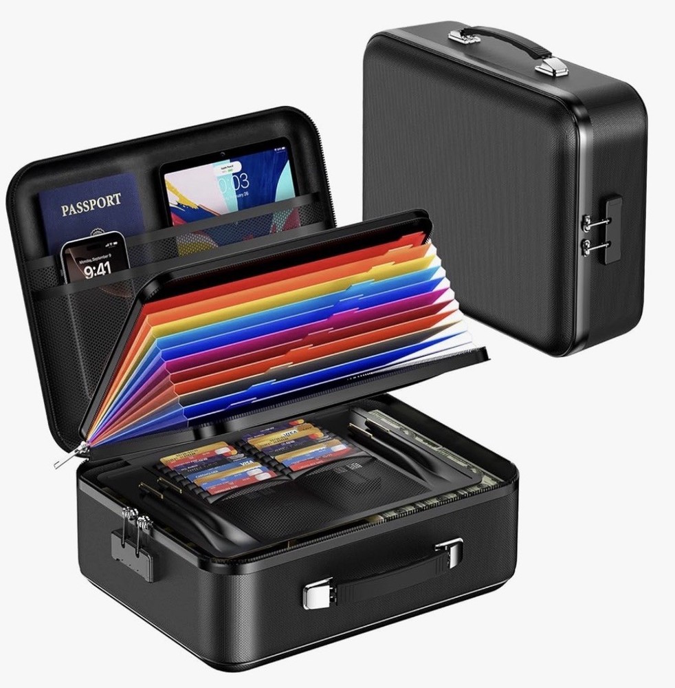 Fireproof Document Box, Hard Case Fireproof Box with Lock, Portable Hard-Shel...