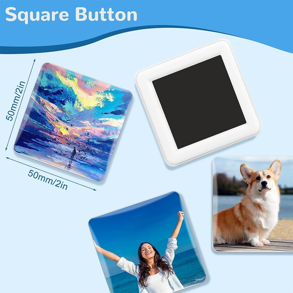 55MM/1.97" Square Button Maker Badge Button Press Machine DIY Fridge Magnet Pin