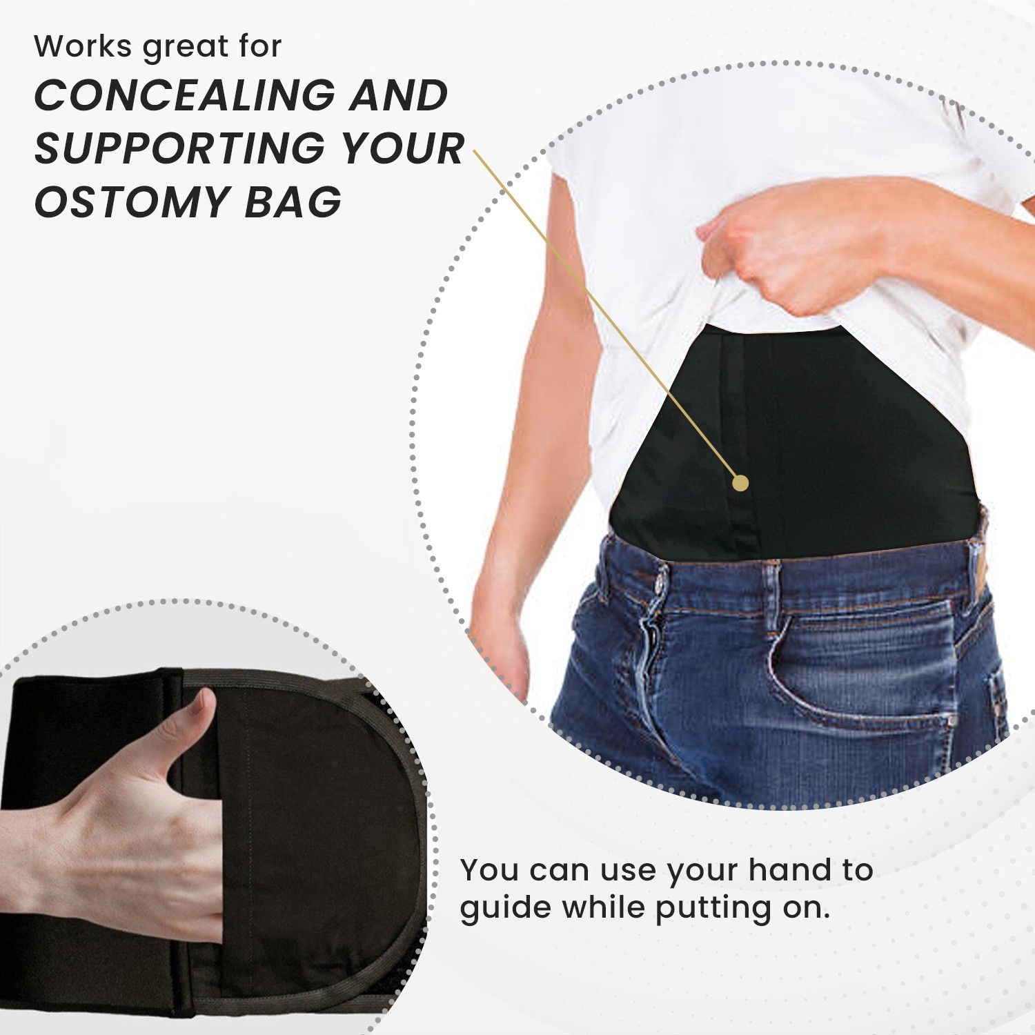 Elite Ostomy Support Belt, Black, For Colostomy & ileostomy bag support, Unisex
