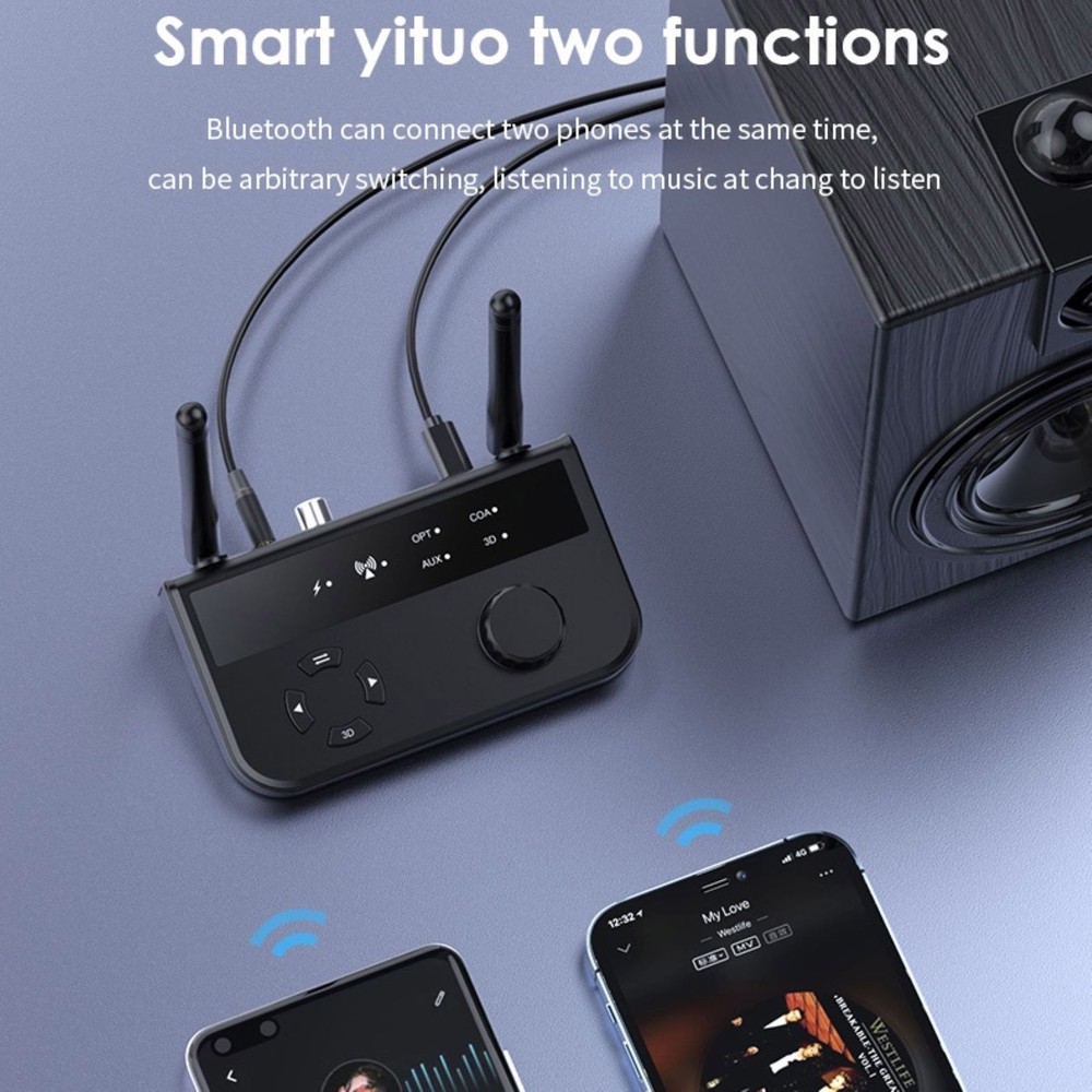 5.3 version New Bluetooth Receive With Smart One to Two Sharing plug and play