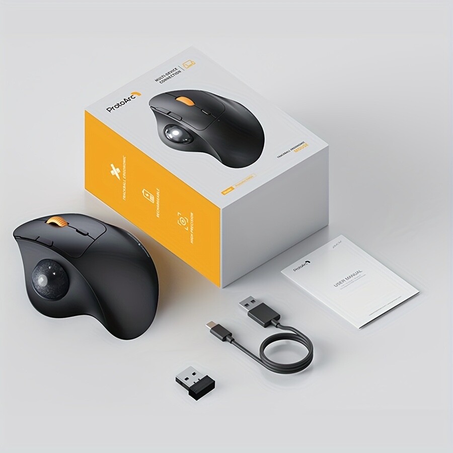 Ergonomic Wireless Trackball Mouse – Rechargeable Thumb-Control for PC & iPad