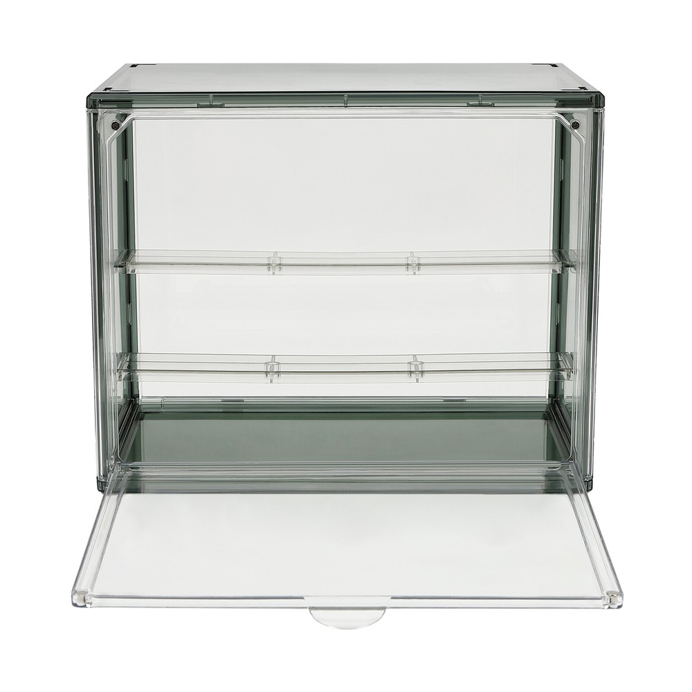 Display Case Bread Box for Kitchen Countertop 2 Tier PET Display Shelf Green