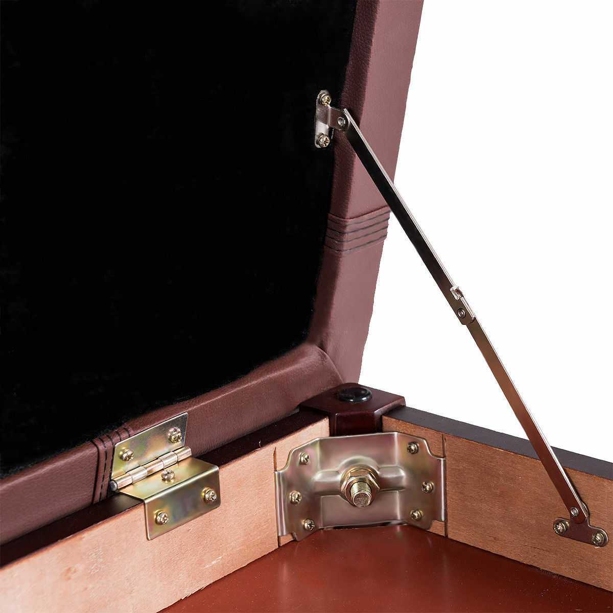 Solid Wood PU Leather Piano Bench Padded Double Duet Keyboard Seat Storage Brown