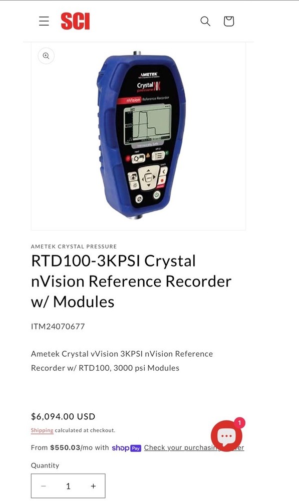RTD100-3KPSI Crystal nVision Reference Recorder