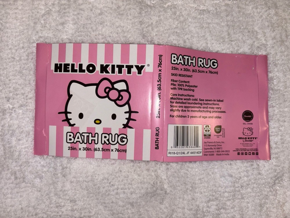 Hello Kitty Fuzzy Bath Mat Bathroom Rug White