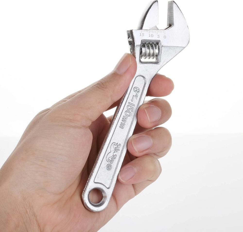 Compact 6 Inch Adjustable Wrench - Opens to 3/4 Inch with Etched Size Indicators
