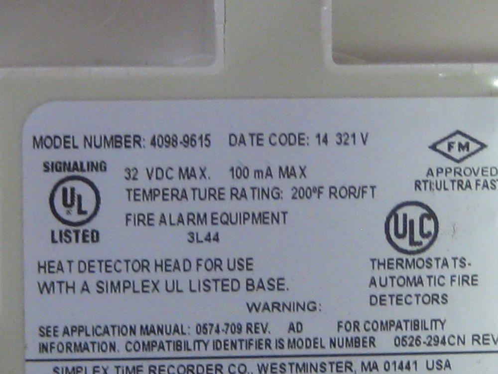 Simplex 4098-9615 Heat Detector Head