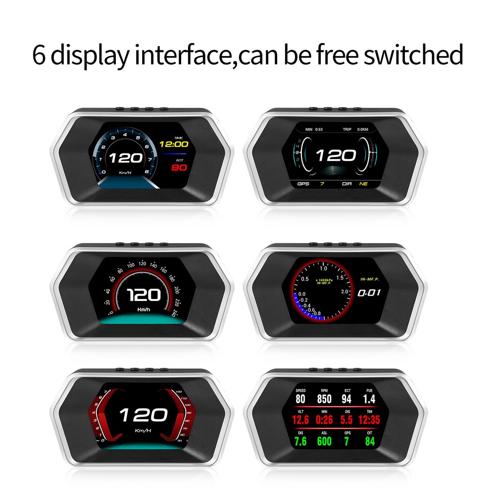 Car HUD Computer OBD2 GPS Head Up Display Speedometer Tester Reader P17 IGNITION